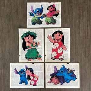Lilo & Stitch Themed Dictionary Prints - Set of 5